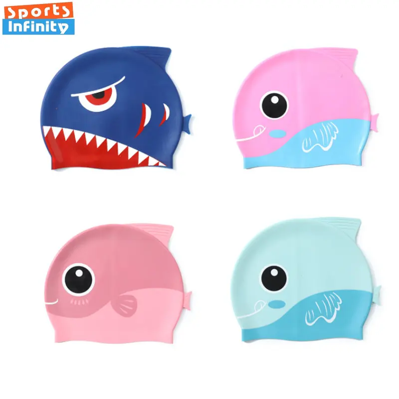 Bonito dos desenhos animados dino silicone touca de natação m para o bebê 2-8 anos crianças proteger orelhas nadar chapéu menino menina crianças nadar piscina acessórios