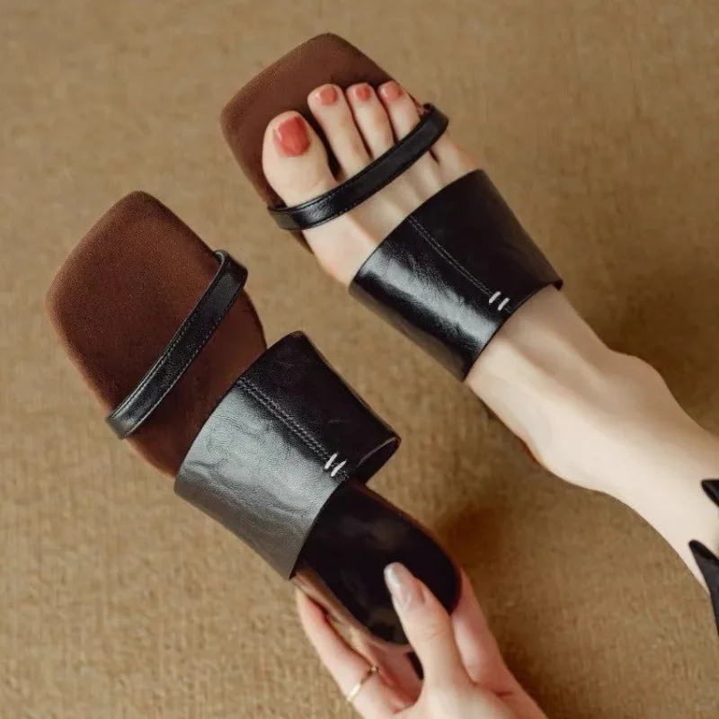 

Plus Size 35- 41 Women's Shoes Summer Concise Slippers Square Toe Shallow Slippers High Quality Luxury Slippers Fashion Casual