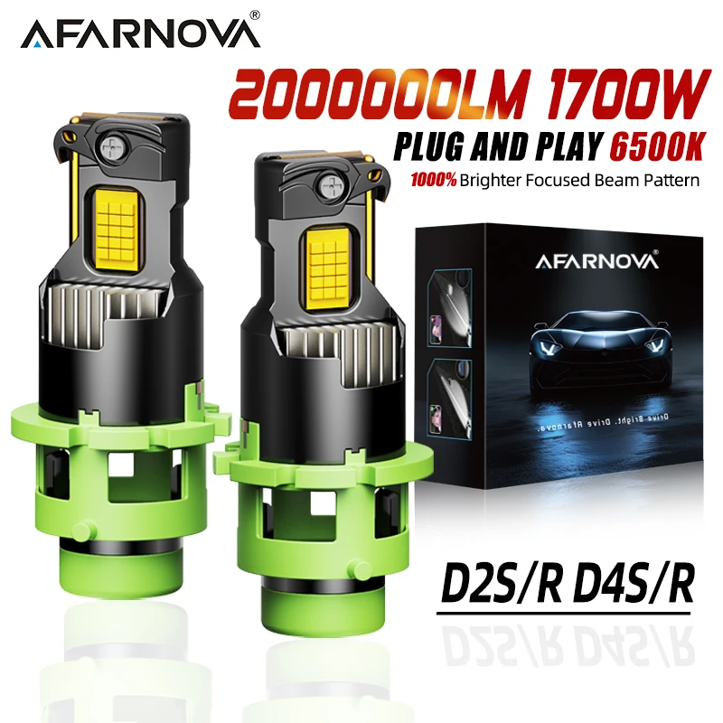 

D2S D4S LED Car Headlight Blubs Canbus 1:1 HID Xenon Lamp D2R D4R 1700W 2000000LM 6500K12V Auto lamp Turbo Fan Plug&Play For Car