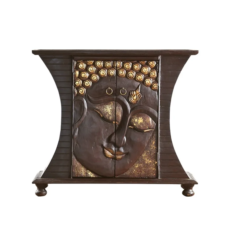 

Thai decorative gold foil lotus cabinet Thai clubhouse dining room entrance cabinet living room retro style decorative cabinet