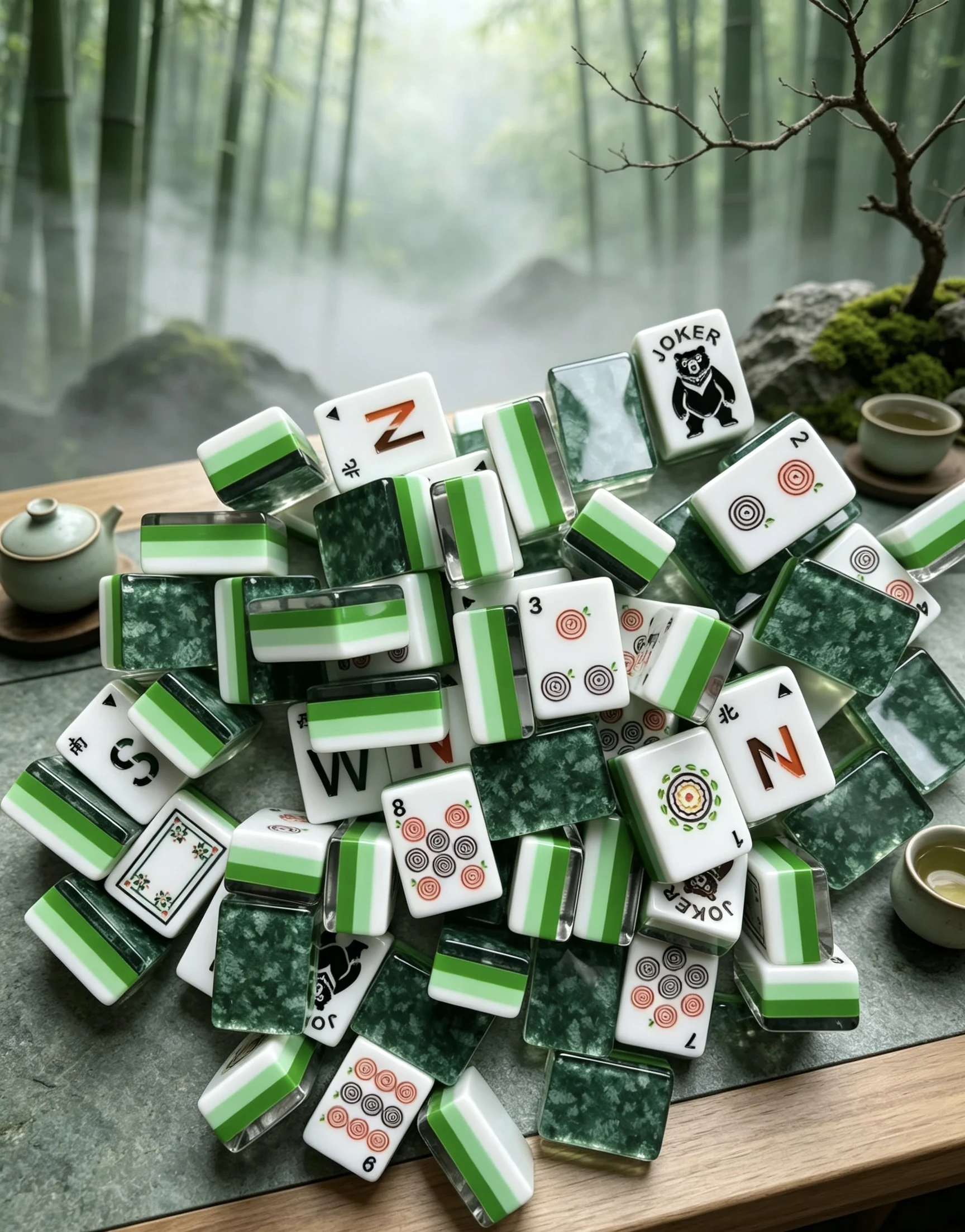 Wizard of Oz Themed Eco-Friendly Luxury Mahjong Set, Enchanted Forest Style Acrylic Tiles, Storage Box, Party Game Accessories