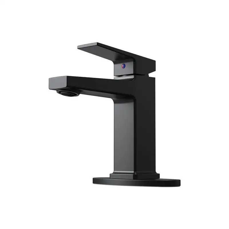 

Matte Black Single Handle Bathroom Faucet for 1 or 3 Holes, Laundry Sink Faucet with Two Hoses
