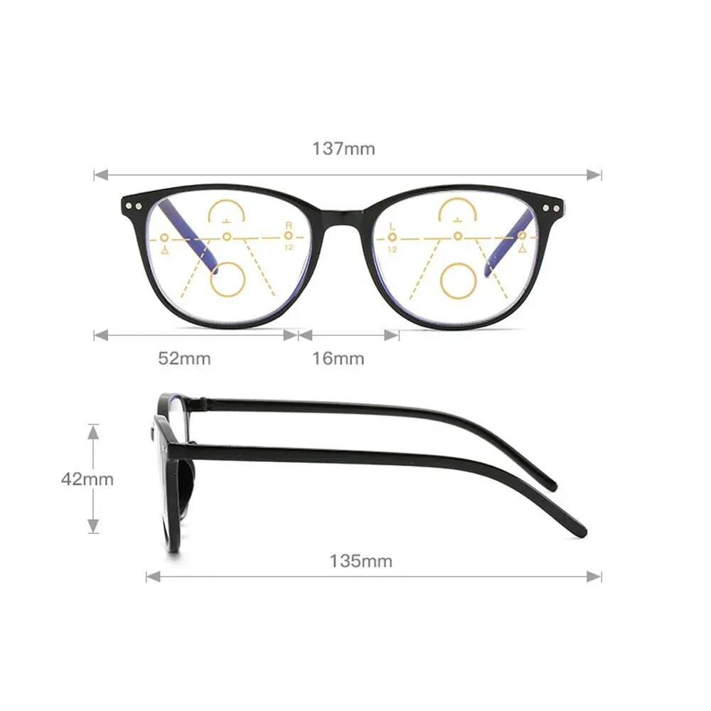 Multifocal Progressive Reading Glasses Retro Anti Blue Light Multifocal Elderly Eyewears Men Women\'s Large Frame Eyeglasses