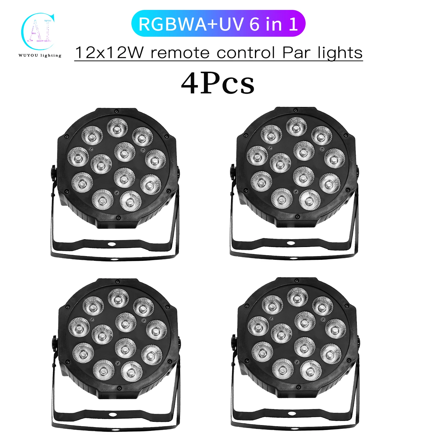 Luz Par LED RGBWA + UV 6 en 1, 4 unids/lote, 12x12W/12x18W, Control remoto DMX512, efecto DJ, discoteca, fiesta de cumpleaños, equipo de boda