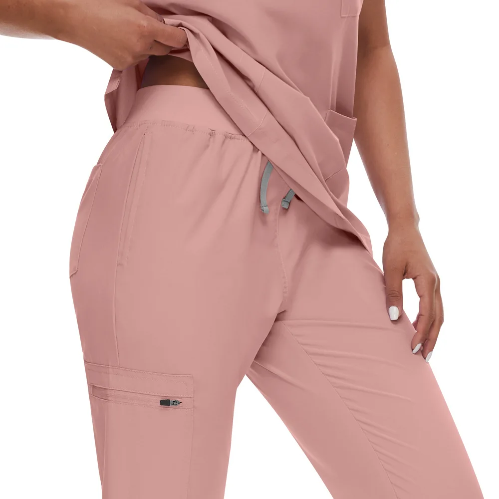 Accessory Set Short Sleeve Scrub Top Set Skin Care Nursing Uniform Workwear with Matching Hat