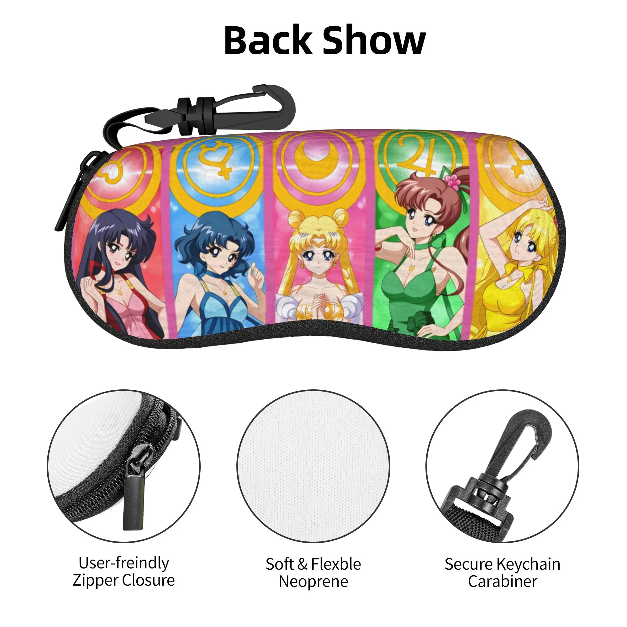 Estuche para gafas Sailor Moon Mars Venus, caja protectora suave para gafas de sol para hombres y mujeres, Mercury Jupiter