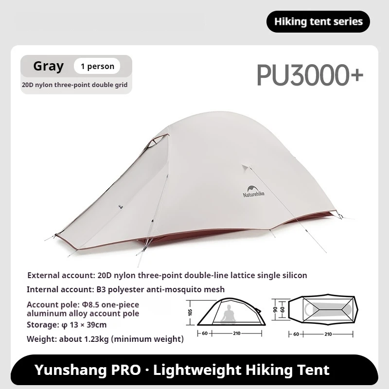 Naturehike Cloud Up Pro Zelt 1/2 Personen 20D Nylon Doppelschichten Leicht Wandern Wasserdicht Schnellbau Reisezelt Atmungsaktiv 3