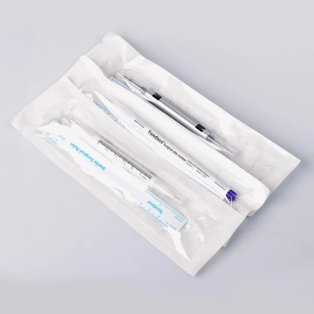 Double head Sterilize marker pen Surgical skin marker pen with measuring tapes