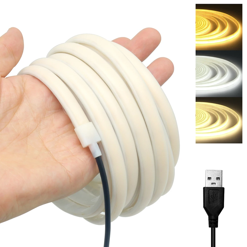 5V COB LED Silikon-Neonstreifenlicht mit Sensor, automatisches Ein-/Ausschalten, dimmbar, USB-/Batteriebetrieb, wasserdicht, flexibles Linearlampenlicht 3000K 4000K 6000K – Detail 1