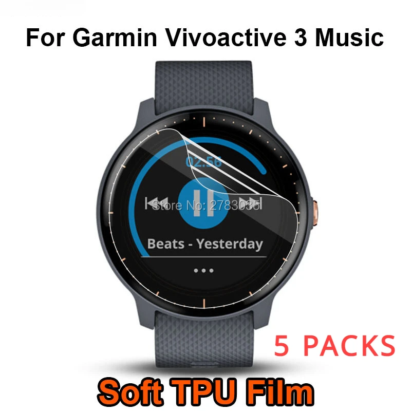 5 Packs Protective Soft Hydrogel Films for Garmin Vivoactive 4 / 4S / active 3 / 3 music Clear Screen Protectors