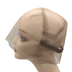 Brown/Beige Full Lace Wig Cap For Making Wig With Adjustable Stretch Straps And Guide Line Customizing Wigs Lace Cap