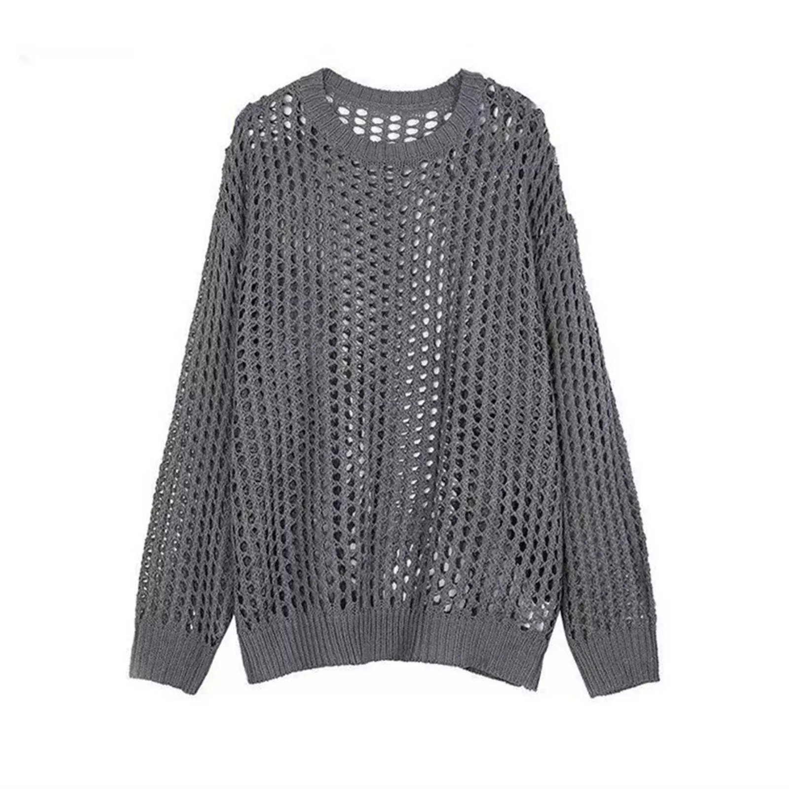 Chemisier en Tricot à Manches sulfet Col Rond pour Femme, Tricot Solide, Évidé, Tendance Personnalisée, Décontracté, Assressentiavec Tout