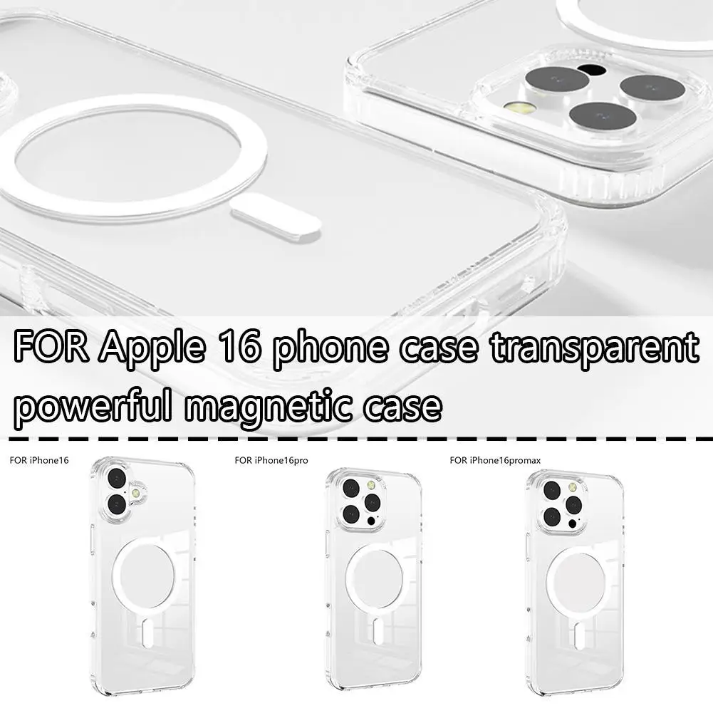 FOR IPhone16 16pro 16promax Mobile Phone Case Transparent Strong Magnetic Case Phone Case Transparent Powerful Magnetic Case