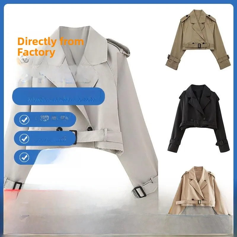 

Однотонная повседневная ветровка-пальто женская удлиненная на двойных пуговицах из полиэфирного волокна, весенняя модная верхняя одежда