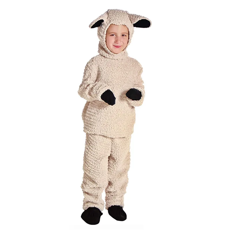 Hot Sale Animal White Sheep Cosplay Cute Sheep Plush Suit Costume Halloween for Child Boy