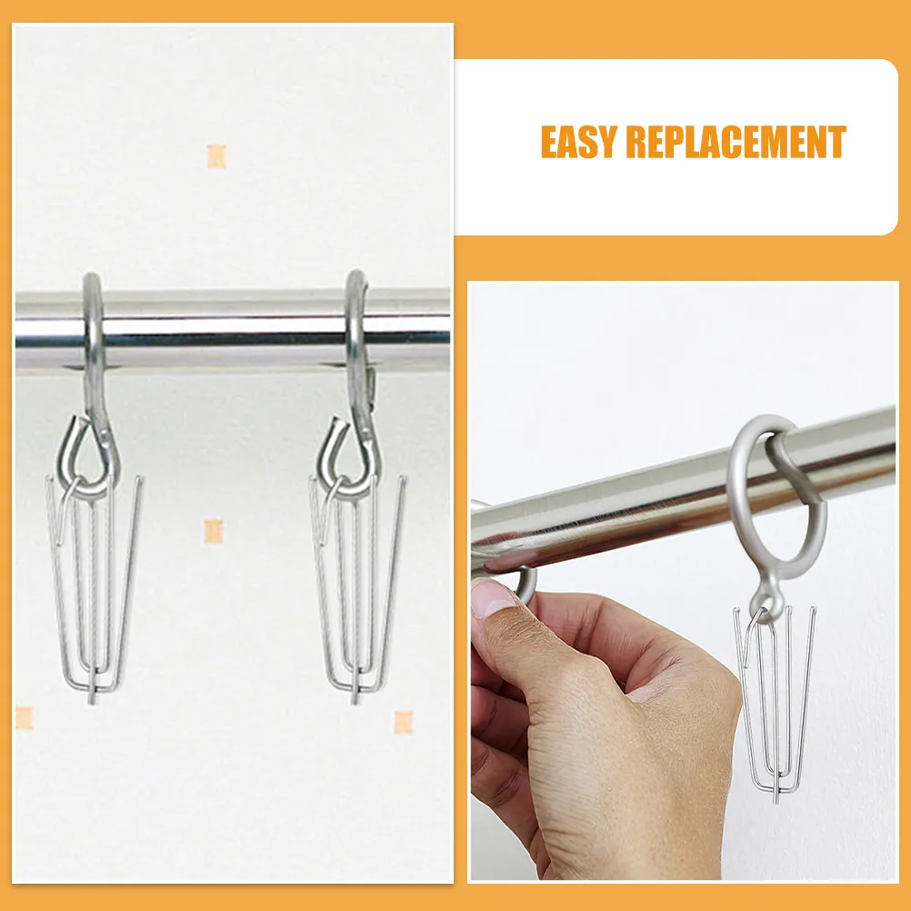 60Pcs Four Claw Curtain Hooks Heavy Duty Stainless Steel Pleated Curtain Accessories Elegant Pleats Easy Installation Home Decor