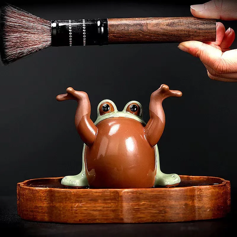 Tea pet frog decoration stone coarse pottery sculpture handicraft tea ceremony tea set accessories