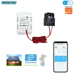 Solar PV Bidirectional Smart Life WiFi Energy Meter with 150A Clamp Current Sensor Transformer Power Monitor 110V 240VAC