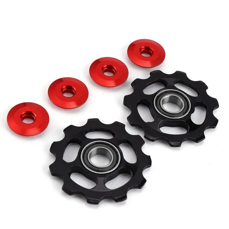 2 Set 11T Ultralight MTB Aluminum Alloy Bike Bearing Jockey Wheel Rear Derailleur Pulley Outdoor Bicycle Parts New free shipping