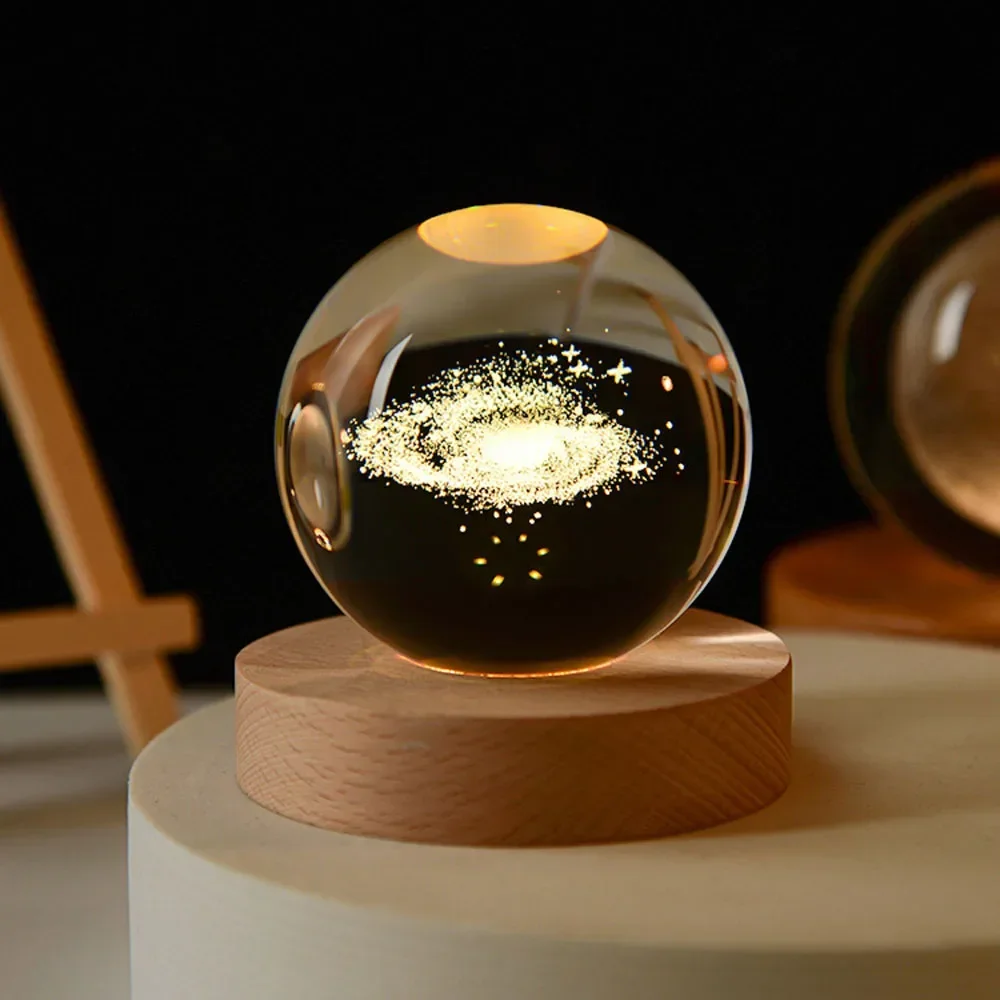 USB LED Night Light, Galaxy Crystal Ball Lamp, 3D Planet Moon Lamp, night light moon lamp bedroom cute light lamp