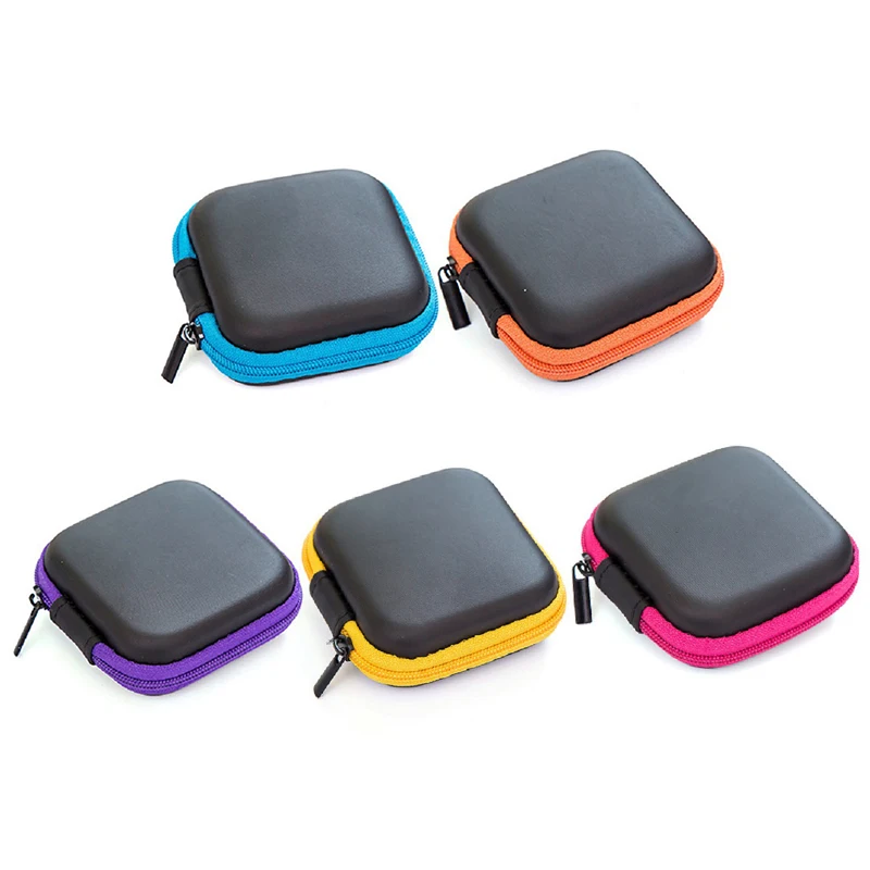 Mini Zipper Hard Headphone Holder Case Portable Earbuds Pouch Box Earphone Protective Storage Bag USB Cable Organizer 2 Sizes