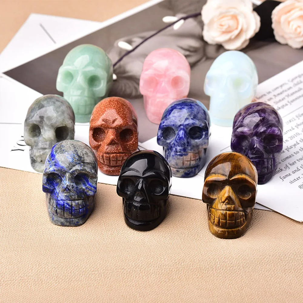 7PCS Natural Crystal 1-inch Skull Carving Halloween Gift Multi Piece Set Creative Crafts Home Decoration Desktop Ornaments