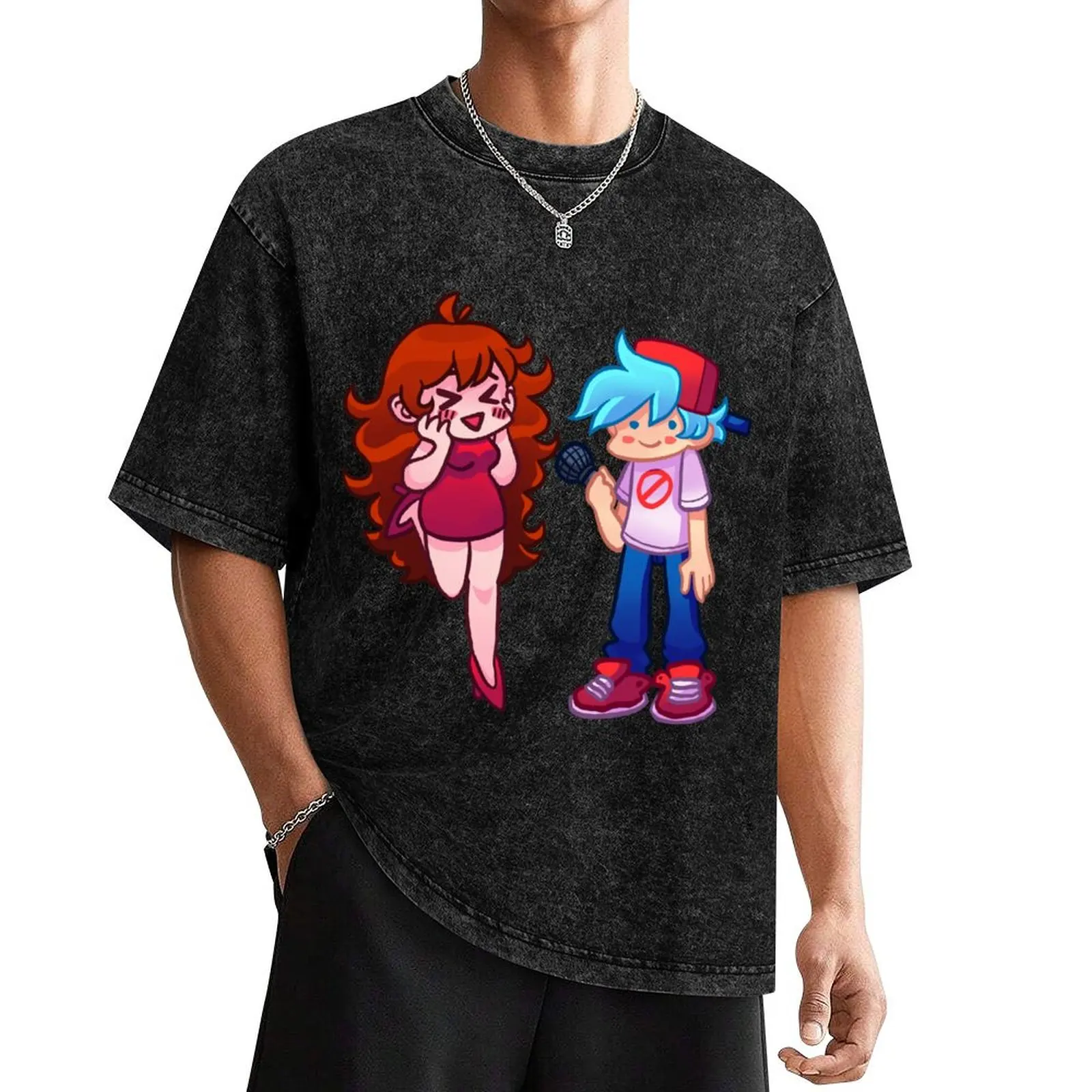 

Boyfriend and Girlfriend Friday Night Funkin T-Shirt Clothing oversized t shirt street wear anime shirts men