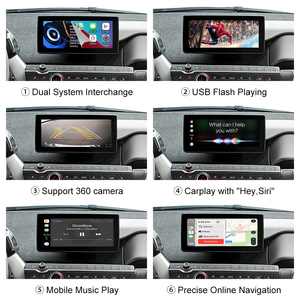 Road Top Wireless CarPlay لنظام BMW i3 I01 NBT 2013-2017 مع وظيفة تشغيل السيارة Android Auto Mirror Link AirPlay