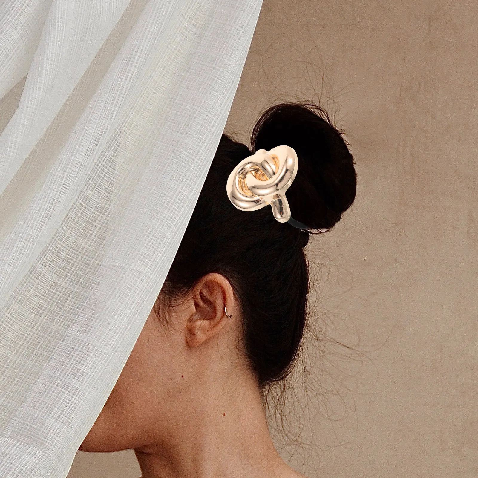 Metal Hair Ties Geometric Metal Hair Band Vintage Inspired Elastic Ponytail Holder for Women Casual Formal Wear