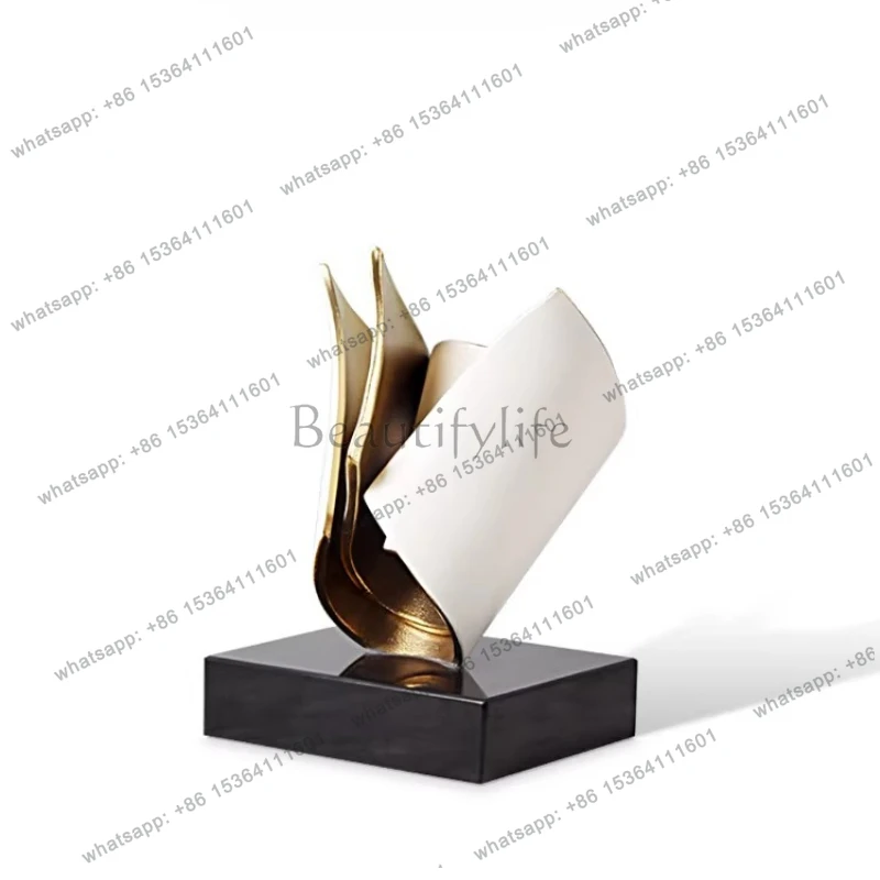 LSModern light luxury gold ceramic abstract sculpture ornament sales office decoration