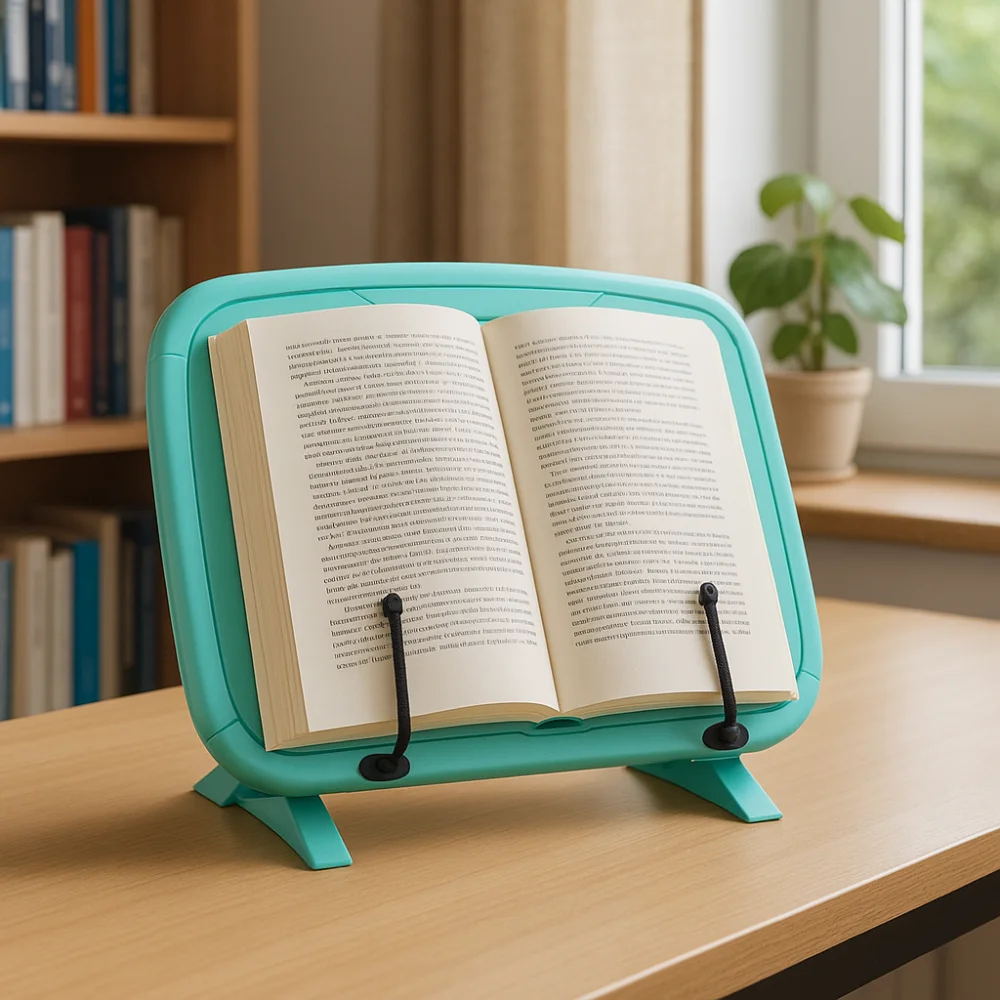 Multi-Function Adjustable Reading Book Stand Sturdy Elastic Page Clips Desktop Riser Ergonomic Foldable Tabletop Bookshelf Study