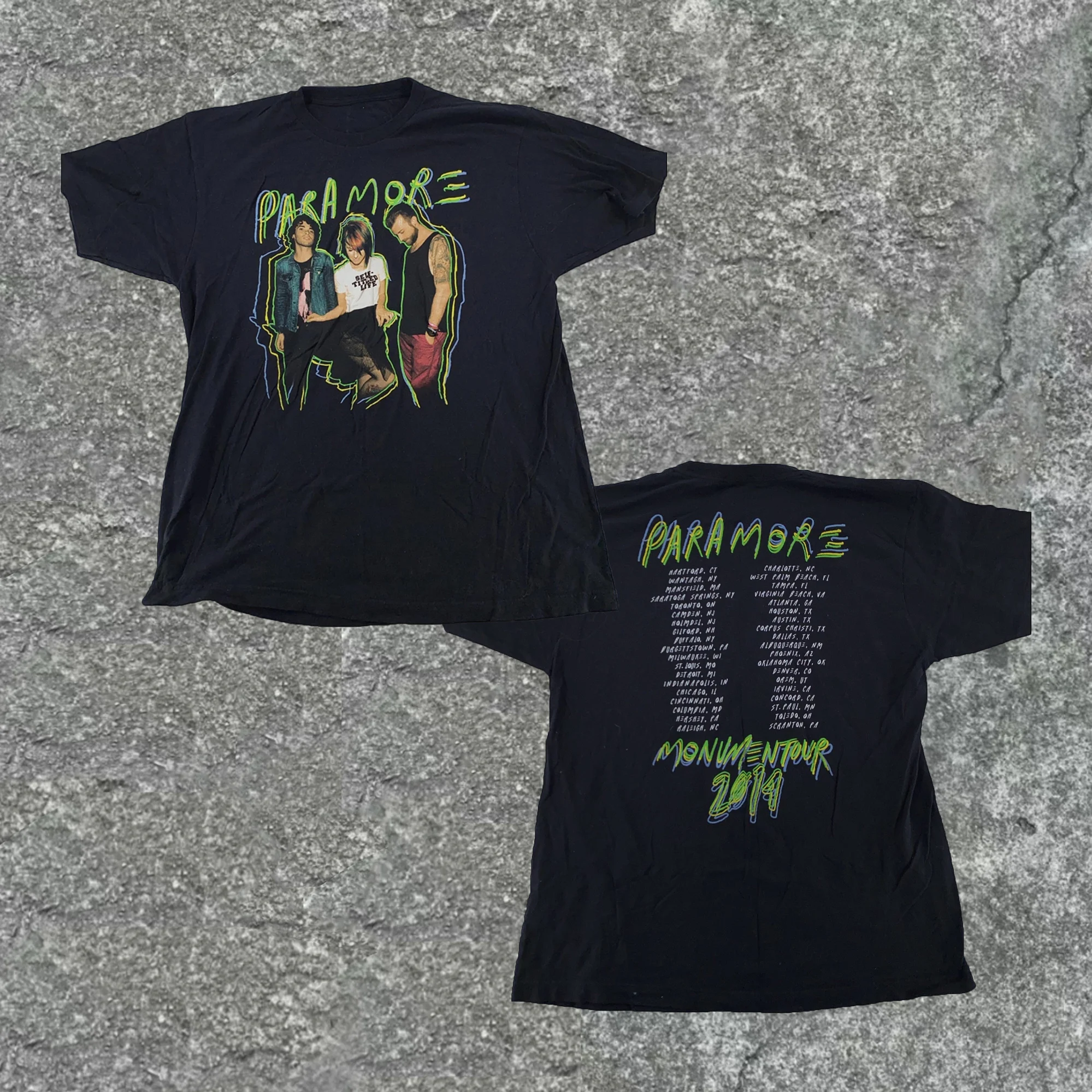 

VTG Paramore American Rock Band Monumentour Concert Tour Short Sleeve Cotton T-shirt Summer Men Women Retro Y2K Streetwear