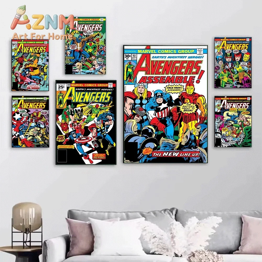 AZNM The Avengers #147 War Against The World Comic Canvas Wall Art No Frame Vintage Superhero Print Poster Home Wall Decor