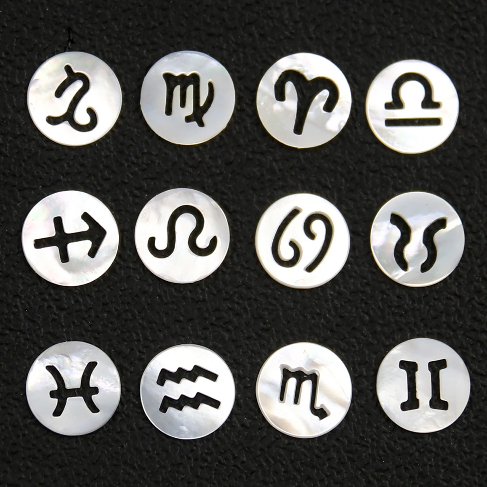 White Shell Hollow Out Zodiac Signs 12 Constellation Mother of Pearl Birthday Necklace Earrings Bracelet Jewelry Accessories