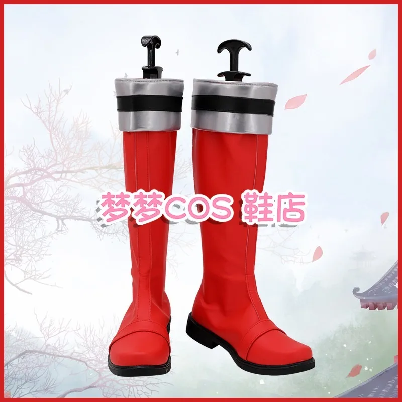 Tokusou Sentai Dekaranger DekaRed Cosplay Costume scarpe stivali fatti a mano in ecopelle