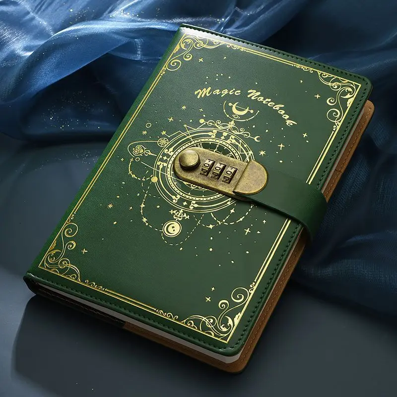 A5 Magic Notebook 200 Pages Vintage Code Book with Lock Diary Thick Durable Stationery Student Office Gifts School Supplies