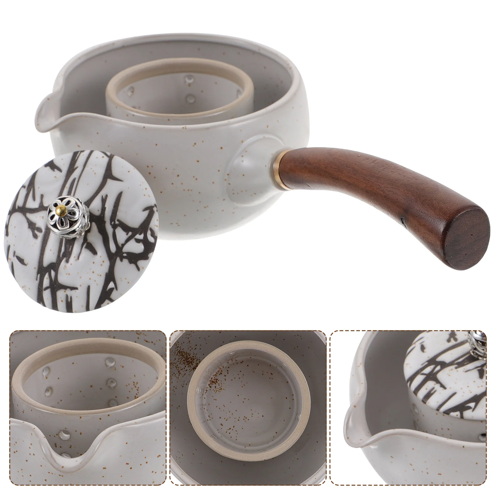 

1Pcs Xiaoqinggan Tea Kettle Ceramic Household Teapot Easy Clean Practical Water Heating Kettle Anti-Scald Handle