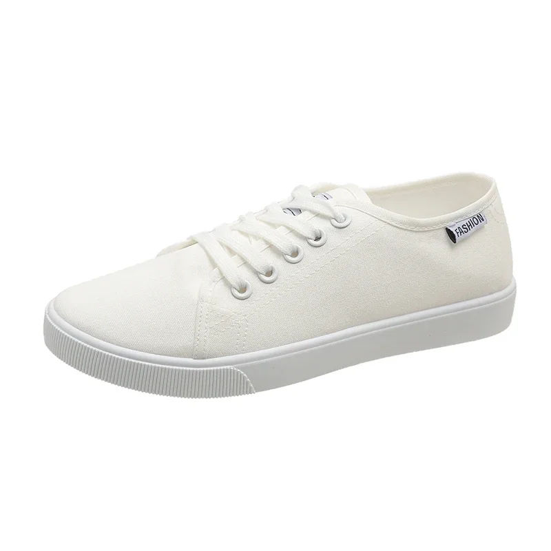 Zapatos vulcanizados de diseñador para mujer, calzado informal de lona, versátil, color blanco, a la moda, novedad de otoño, 2024