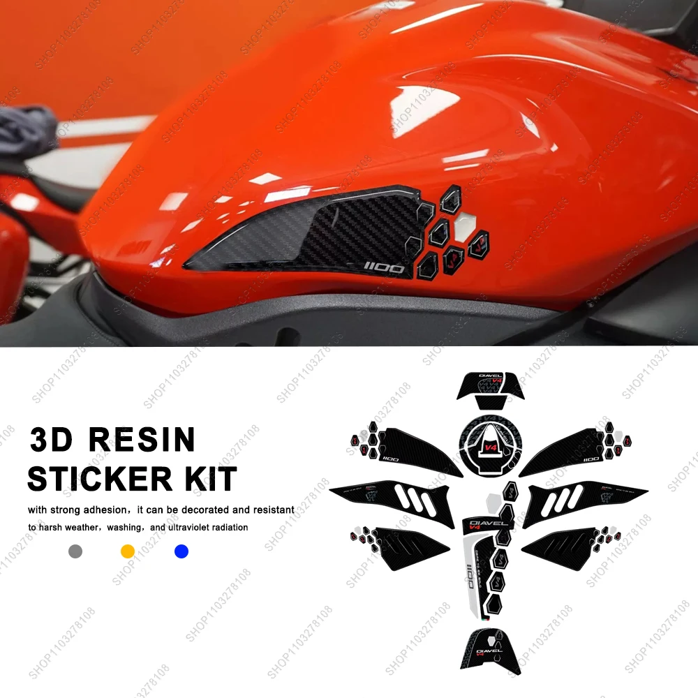 

Motorcycle Accessories fuel tank pad Protection Sticker Waterproof Anti-scratch 3D resin Sticker For Ducati Diavel v4 2023