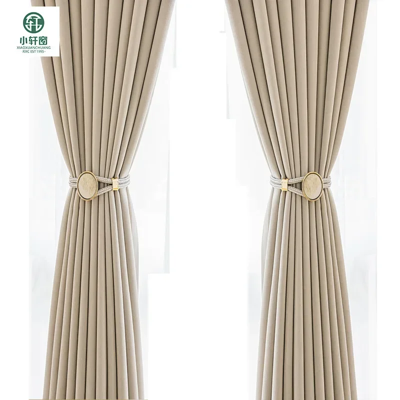 (60) Customized New Blackout Curtains Simple Modern Light Luxury Living Room Bedroom Blackout Curtain Fabric