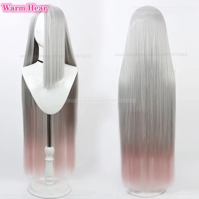 2 Styles Anime Synthetic Hotel Vaggie Cosplay Wig Long 90cm White/Silver White Gradient Wigs Heat Resistant Hair Wigs + Wig Cap