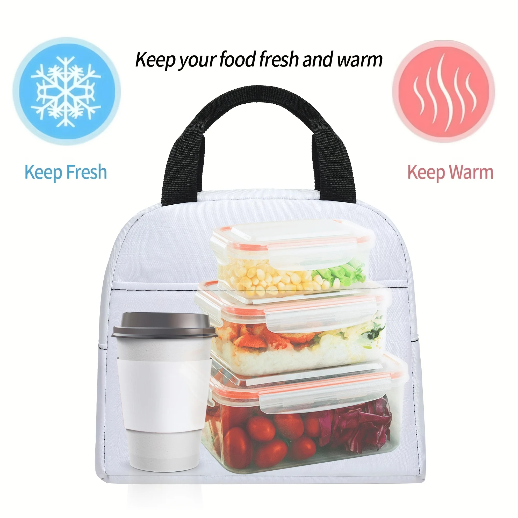 Crazy Cat Lady Bolsa de almuerzo aislada para el trabajo, viajes y picnics Diseño juguetón Bolsa con asa duradera, bolsa de almuerzo