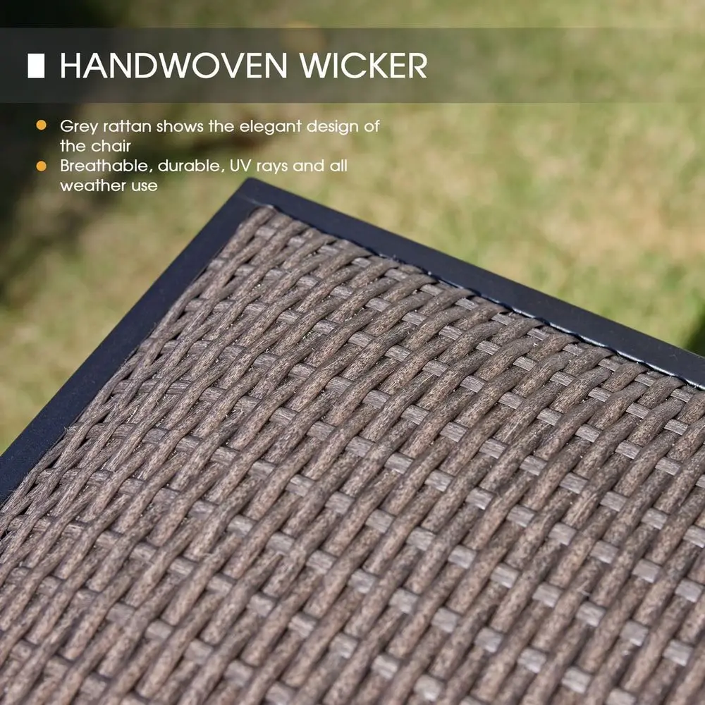 2-Piece Outdoor Wicker Swivel Bar Stools with 35.5 Black Metal Round Patio Table Set