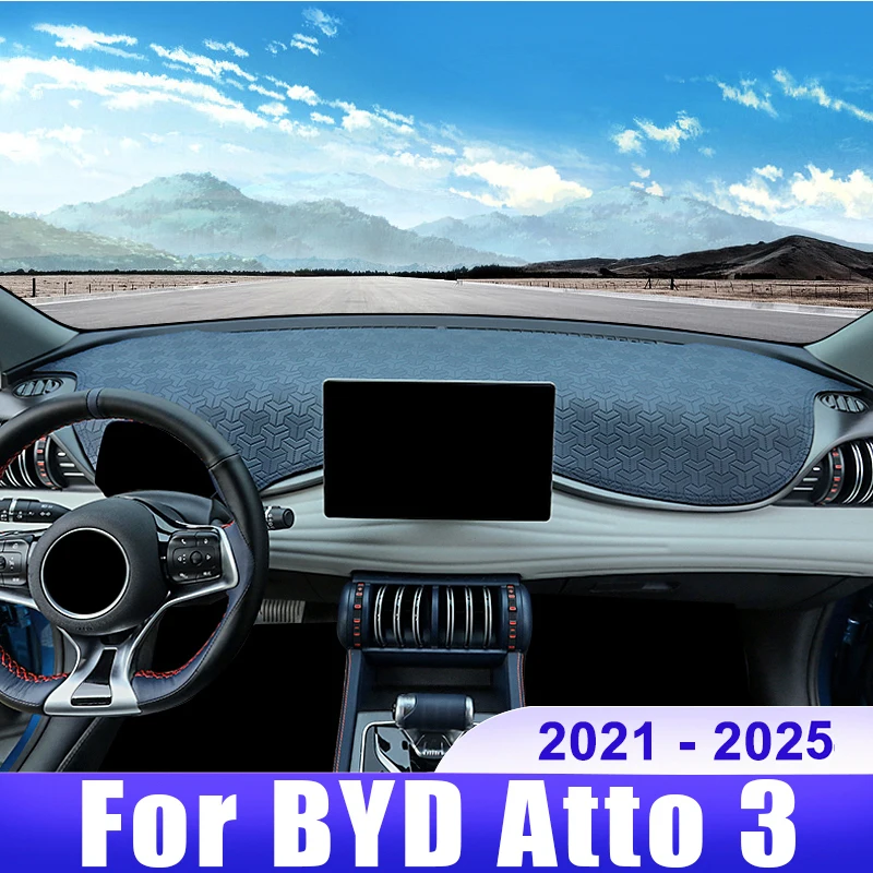 

For BYD Atto 3 Yuan Plus 2021 2022 2023 2024 2025 EV Car Dashboard Cover Mat Sun Shade Non-slip Pad Interior Leather Accessories