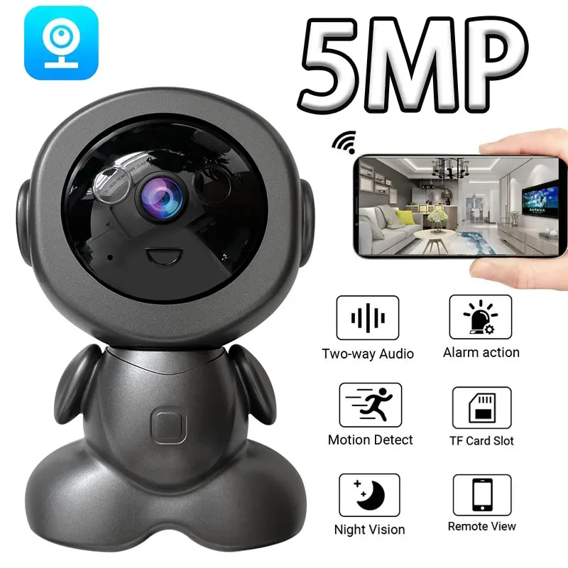 5MP Wifi Security Camera Indoor HD Baby Monitor Smart Home Surveillance Robot PTZ Camera Auto Tracking Night Vision Pet Monitor