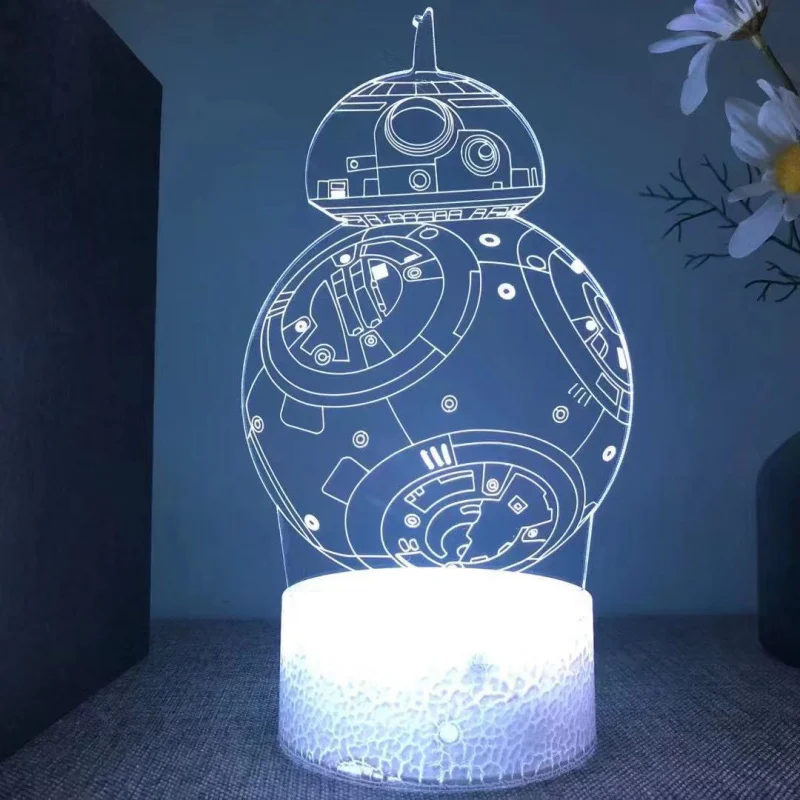 ضوء ليلي ثلاثي الأبعاد من Star and Wars، سفينة حربية، ضوء ليلي Death Star، ضوء شحن LED، ضوء سرير النوم