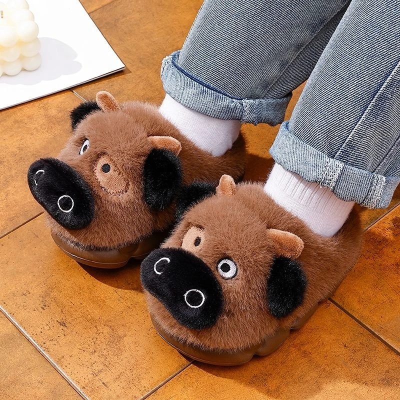 الفتيات شتاء جديد دافئ فروي لطيف البقرة تصميم الاطفال إيفا النعال سميكة وحيد عدم الانزلاق الوالدين الطفل أحذية قطنية للاستخدام المنزلي #3