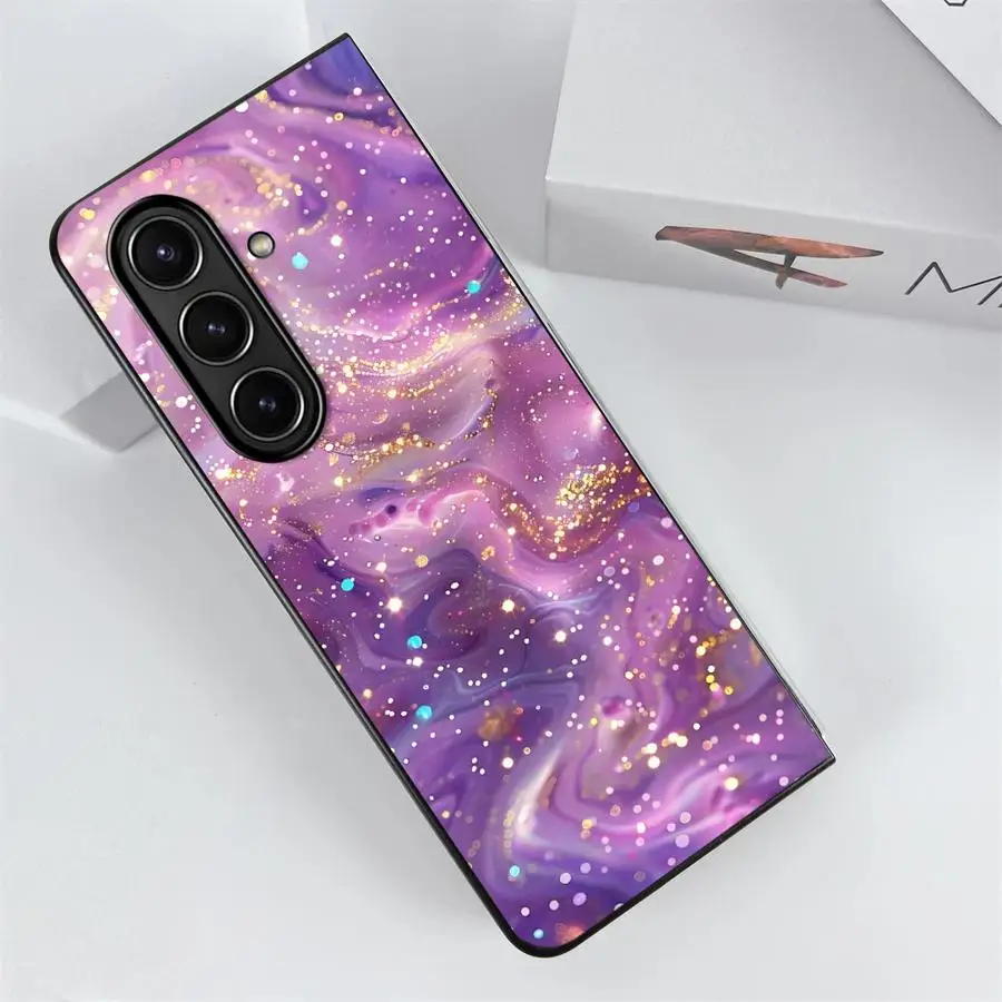 Purple Colorful Pattern Case for Samsung Galaxy ZFold5 Z Fold 7 6 5 4 3 ZFold6 ZFold7 ZFold3 ZFold4 Back Phone Cover