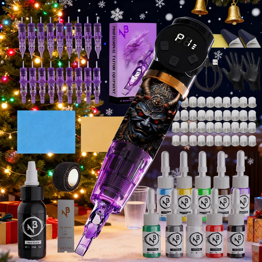 

Профессиональный набор для татуировки Goldplume, включая полный комплект беспроводной роторной машинки для татуировки и беспроводной блок питания.