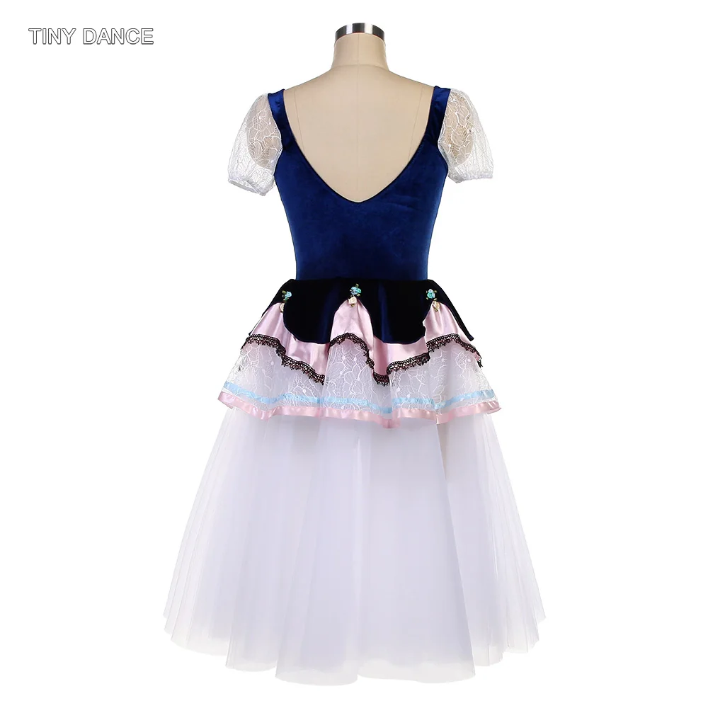 여성과 소녀를위한 성인 짧은 퍼프 슬리브 발레 투투 긴 댄스 복장 발레리나 댄스 의상 26036